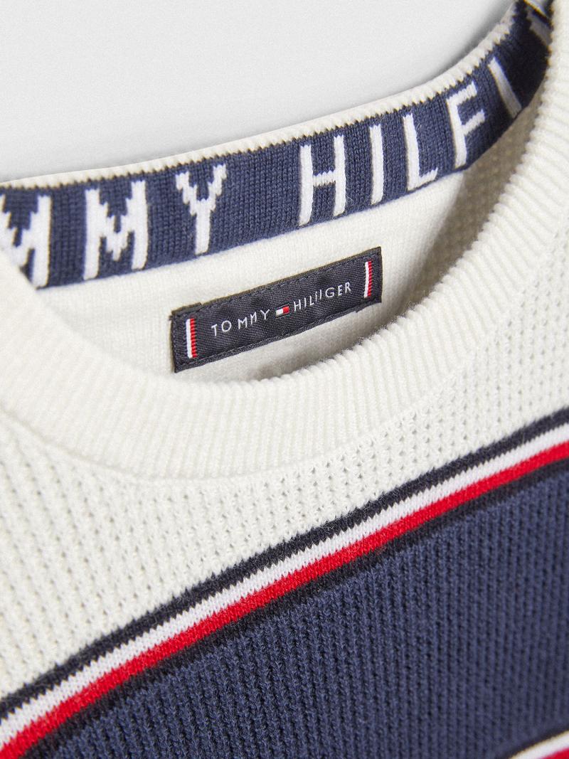 Fiú Tommy Hilfiger Rugby Stripe Pulóverek Kék | HU 2199KOR